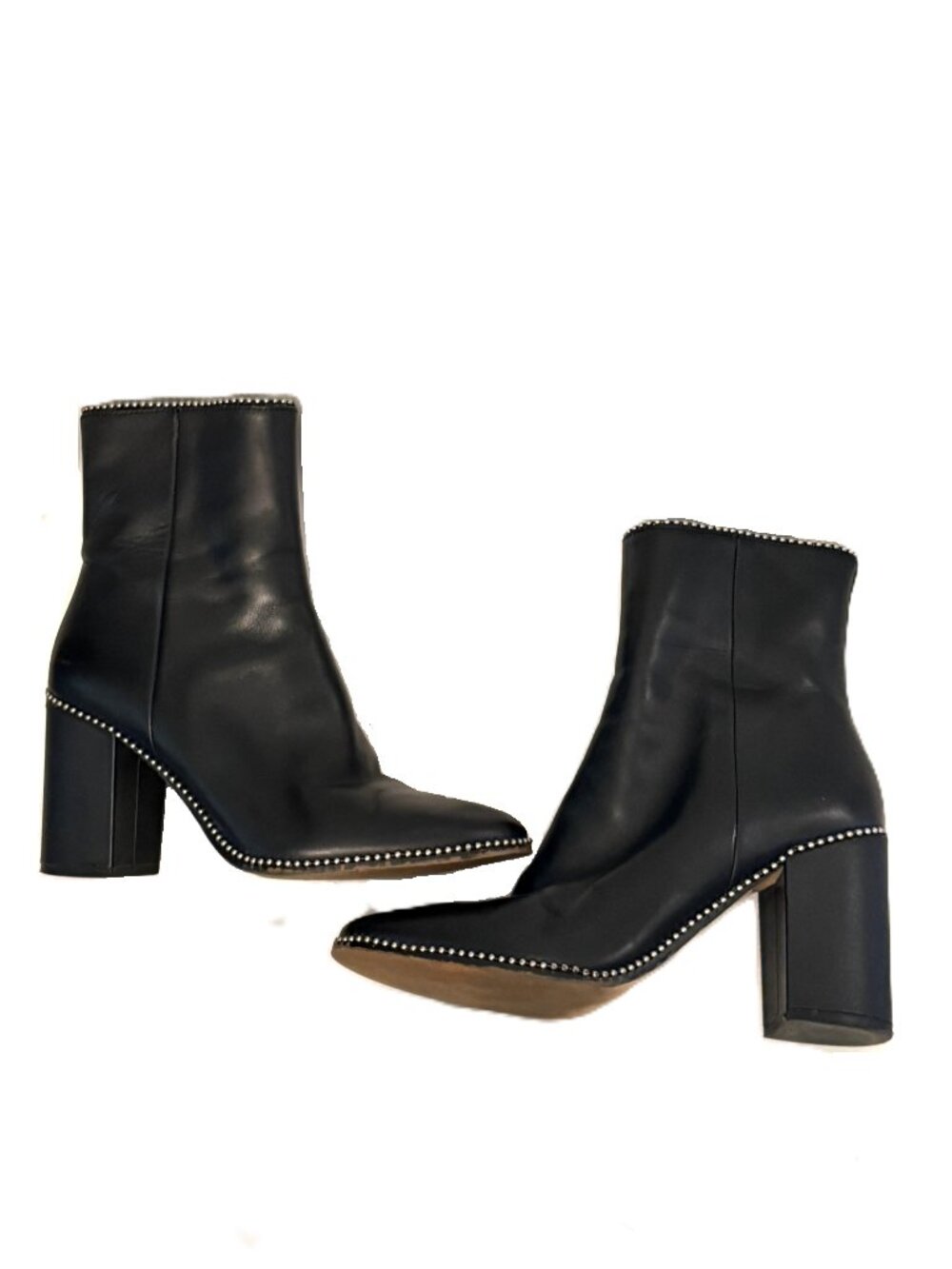 Coach Drea G4283 Womens 8B Black Leather Bead Trim Block Heel Ankle Boots - Picture 6 of 11
